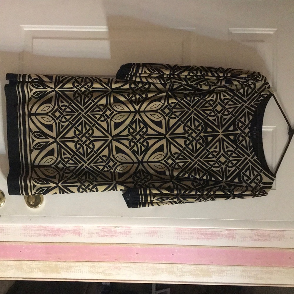 Beige and black dress